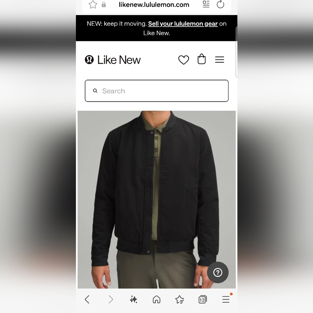 Lululemon Athletica Men's Charcoal Bomber Jacket